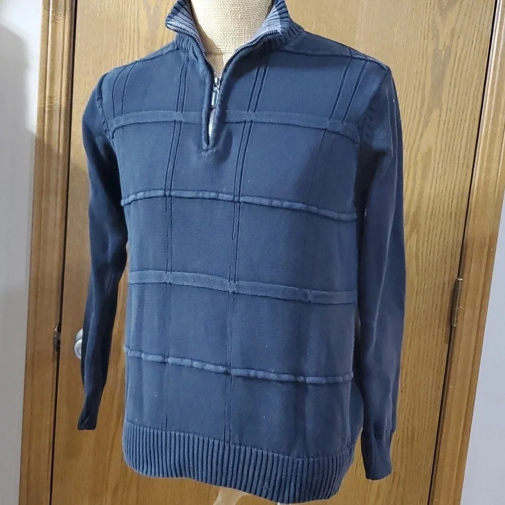 Oscar de la renta black and grey 1/4 zip sweater